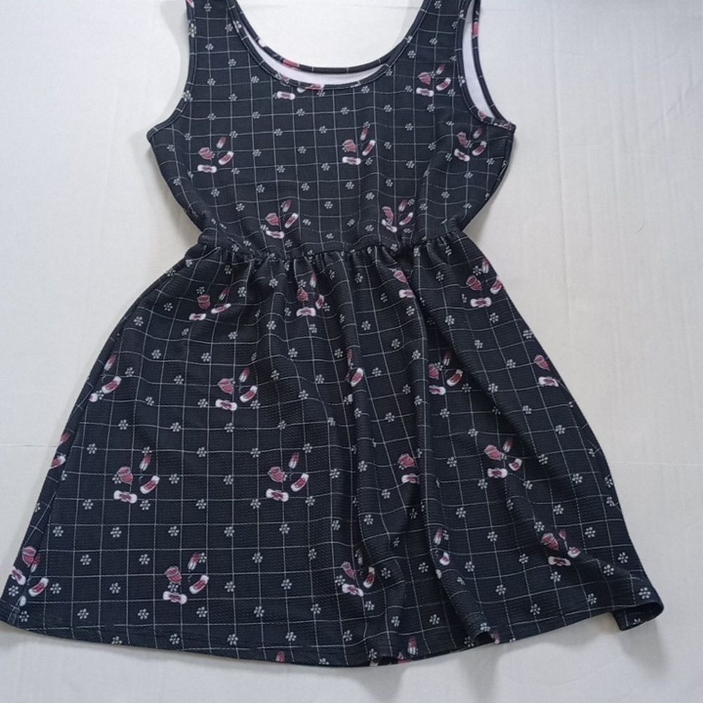 Women's 2XL Charcoal Gray Punk Tampon Pad Blood Pattern Skater Feminist Dress